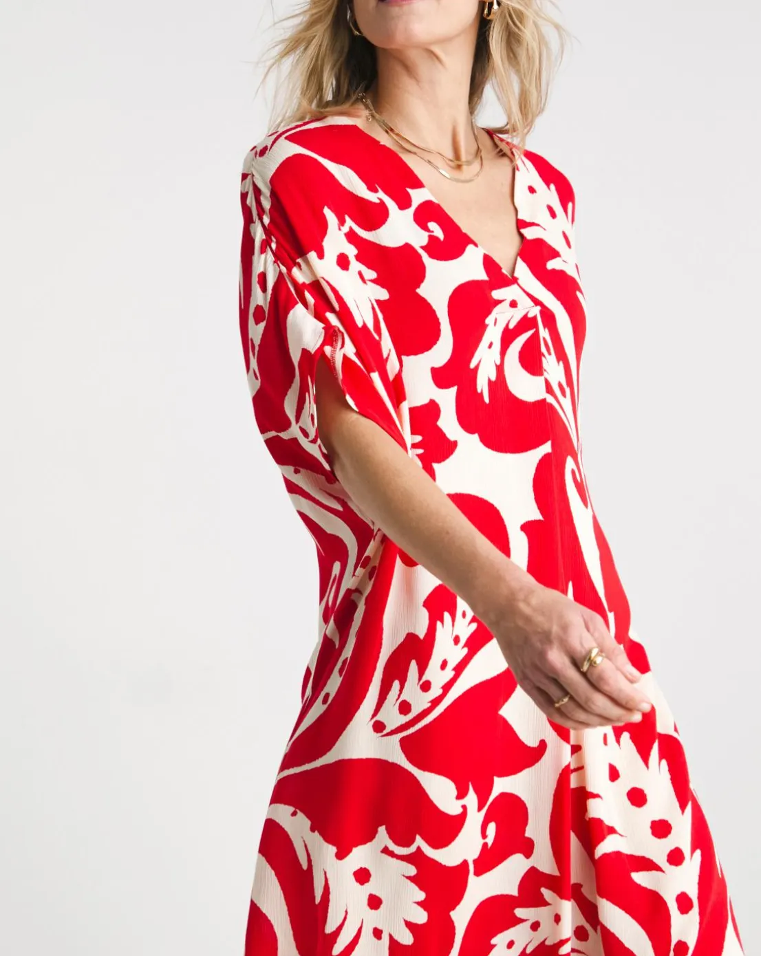 Crinkle Kaftan Overhead Midi Dress