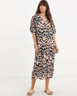 Crinkle Kaftan Overhead Midi Dress