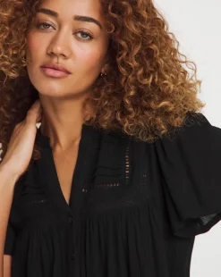 Crinkle Ladder Insert Blouse