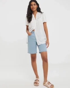 Crinkle Ladder Insert Blouse