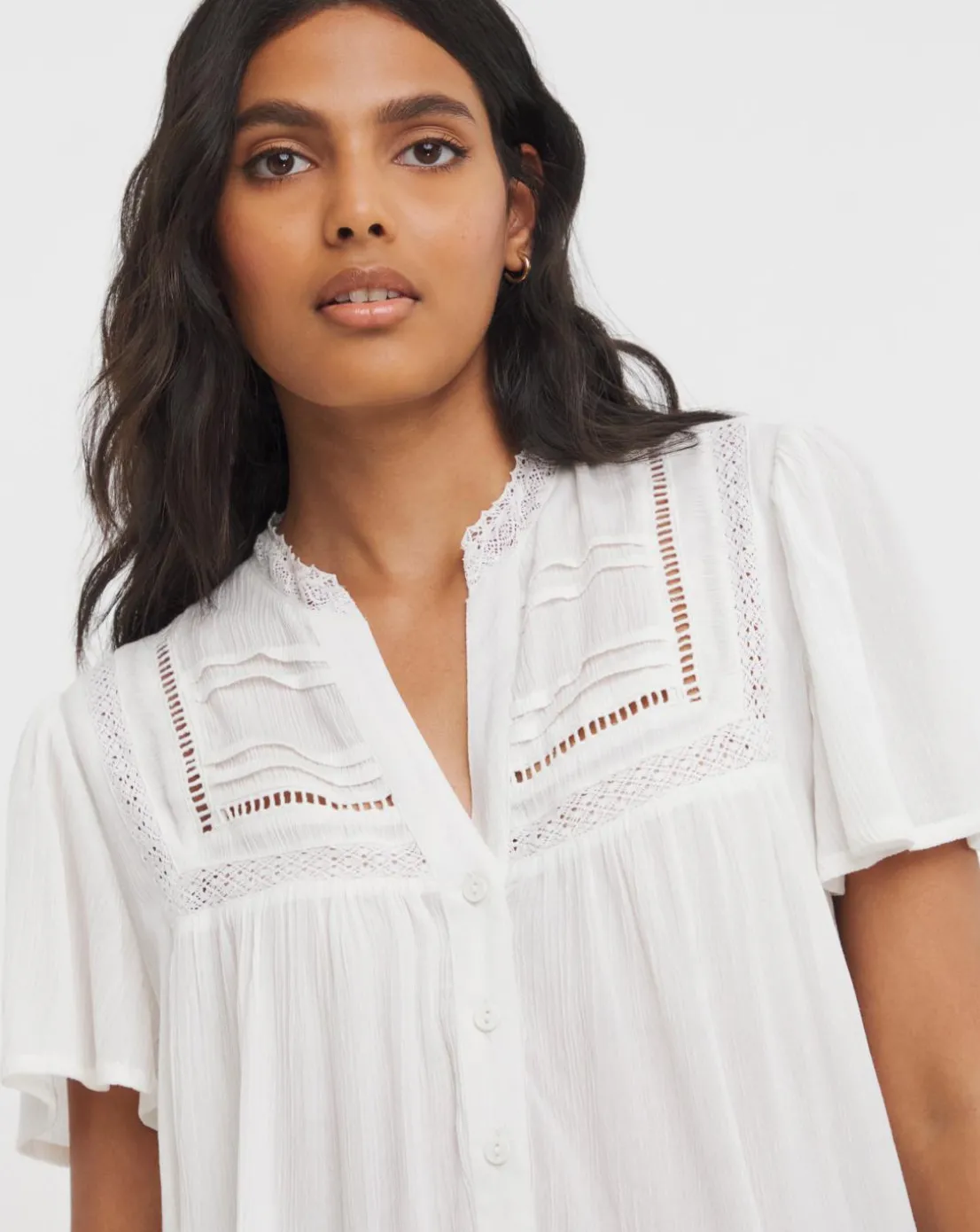 Crinkle Ladder Insert Blouse