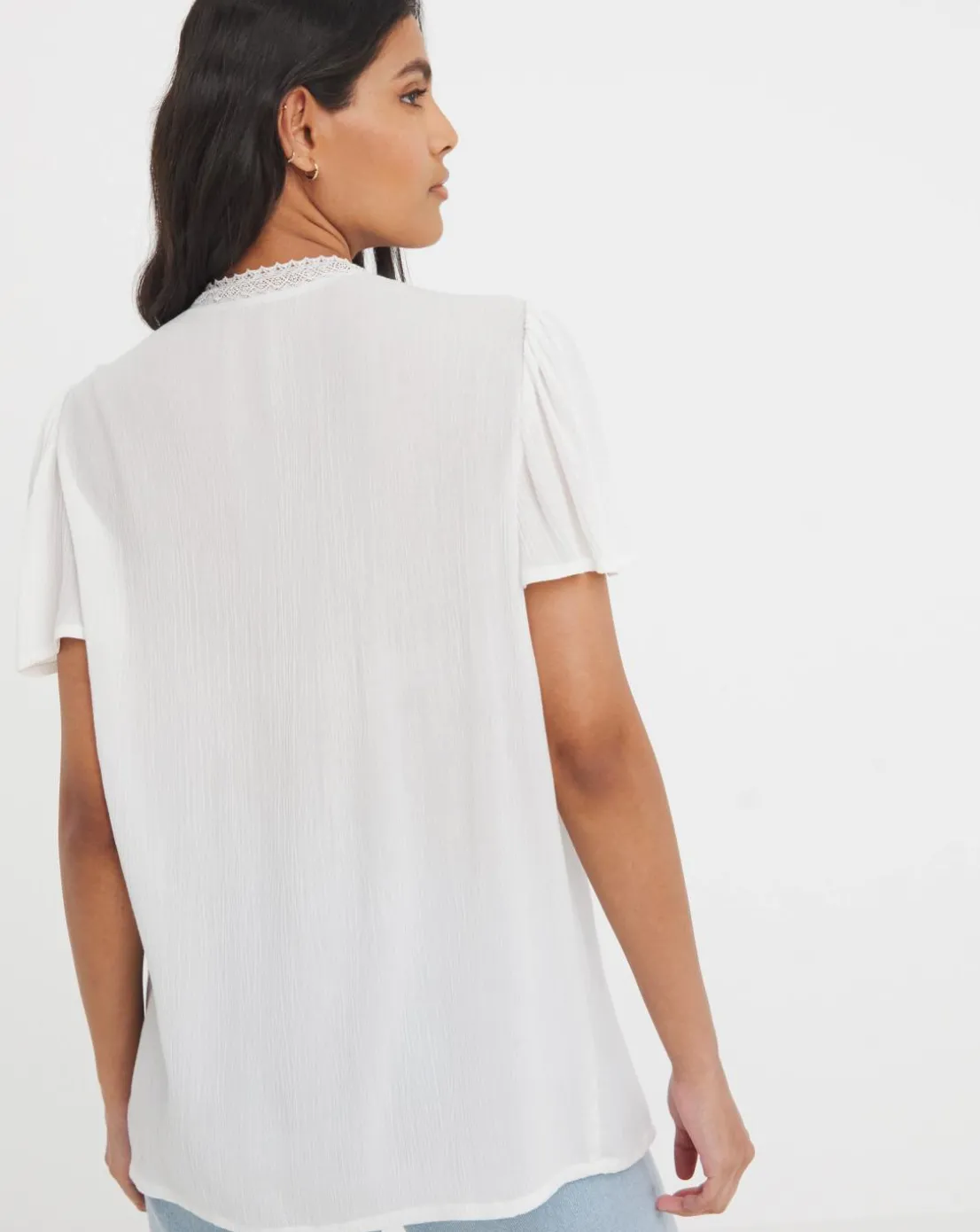 Crinkle Ladder Insert Blouse