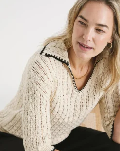 Crochet Short Sleeve Collar Jumper