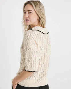 Crochet Short Sleeve Collar Jumper