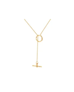 9CT Gold Lariat T-Bar Necklace