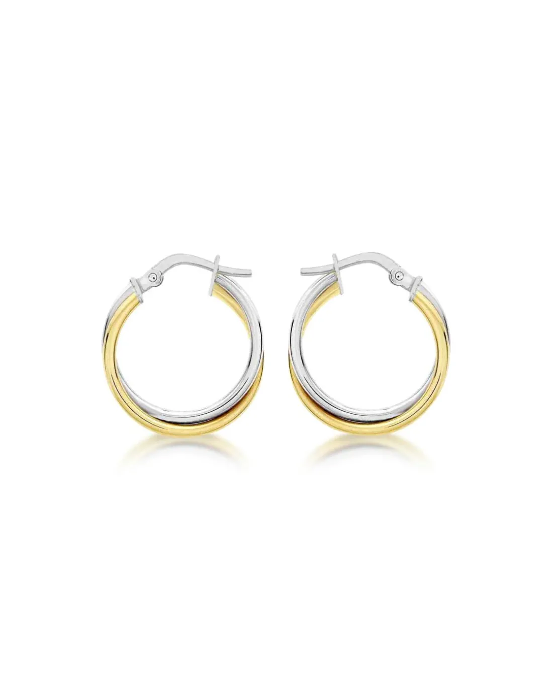 9Ct Gold 2 Tone Tube Crossover Earrings