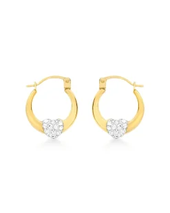 9ct Gold Crystalique Heart Earrings