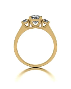 9ct Gold 1.60ct total eq Cushion and Round Brilliant Moissanite Trilogy Ring