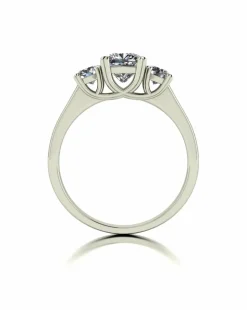 9ct Gold 1.60ct total eq Cushion and Round Brilliant Moissanite Trilogy Ring
