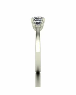 9ct Gold 1.60ct total eq Cushion and Round Brilliant Moissanite Trilogy Ring