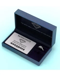 9ct Gold 1.60ct total eq Cushion and Round Brilliant Moissanite Trilogy Ring