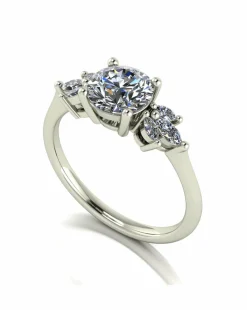 9ct Gold 1.60ct total eq Moissanite Solitaire ring with marquise sides