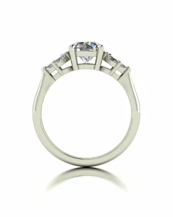 9ct Gold 1.60ct total eq Moissanite Solitaire ring with marquise sides