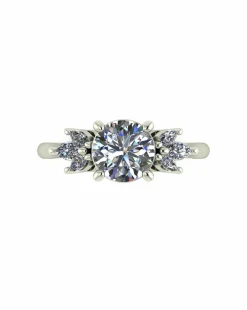 9ct Gold 1.60ct total eq Moissanite Solitaire ring with marquise sides