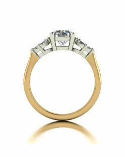 9ct Gold 1.60ct total eq Moissanite Solitaire ring with marquise sides