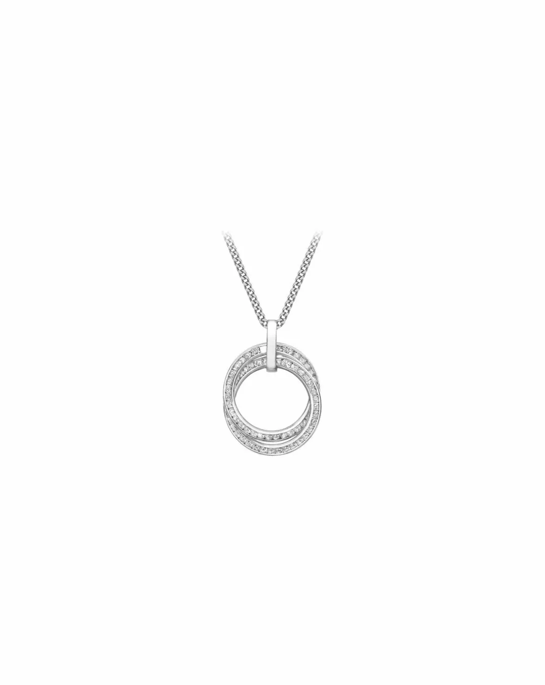 9ct Gold CZ Linked-Rings Pendant & Chain