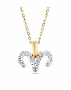 9ct Gold Diamond Aries Pendant on 18 inch chain