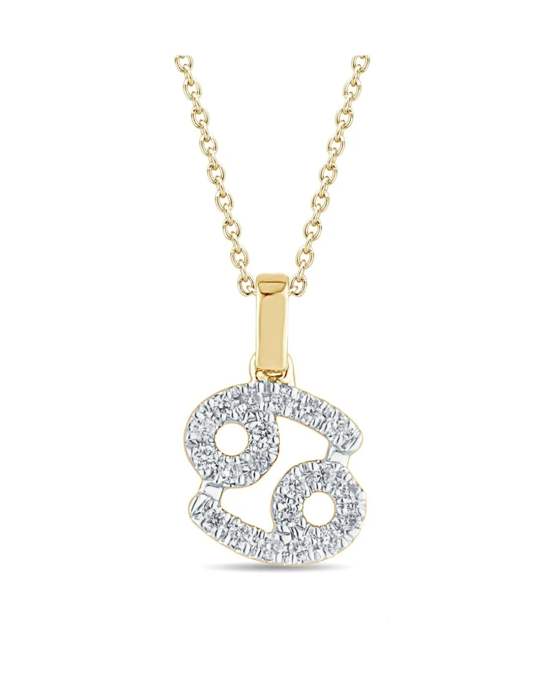 9ct Gold Diamond Cancer Pendant on 18 inch chain