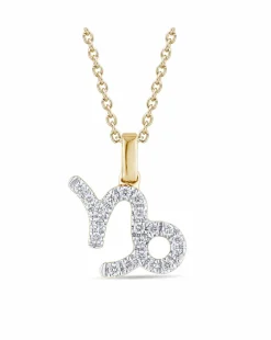 9ct Gold Diamond Capricorn Pendant on 18 inch chain