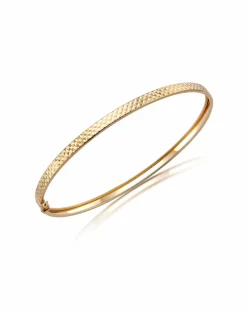 9ct Gold Diamond Cut Flat Tube Bangle