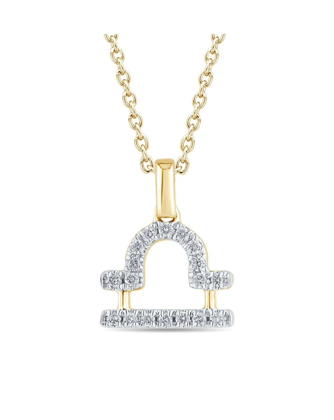 9ct Gold Diamond Libra Pendant on 18 inch chain