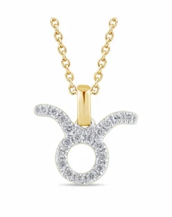 9ct Gold Diamond Taurus Pendant on 18 inch chain