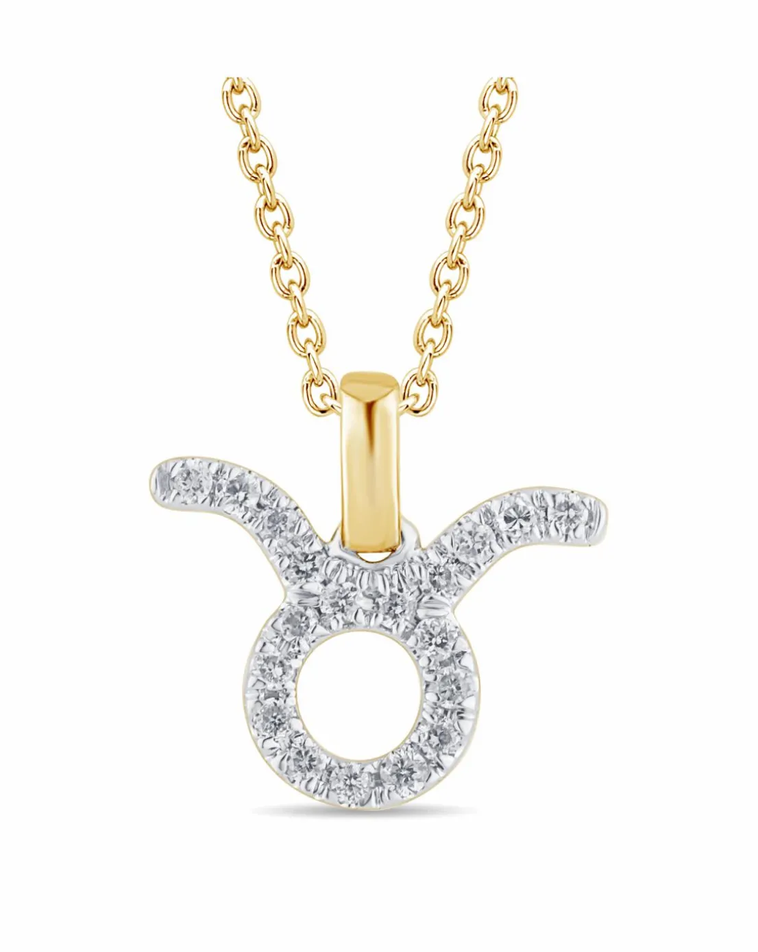 9ct Gold Diamond Taurus Pendant on 18 inch chain