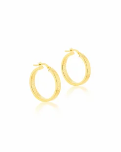 9CT Gold Greek Pattern Hoop Earrings