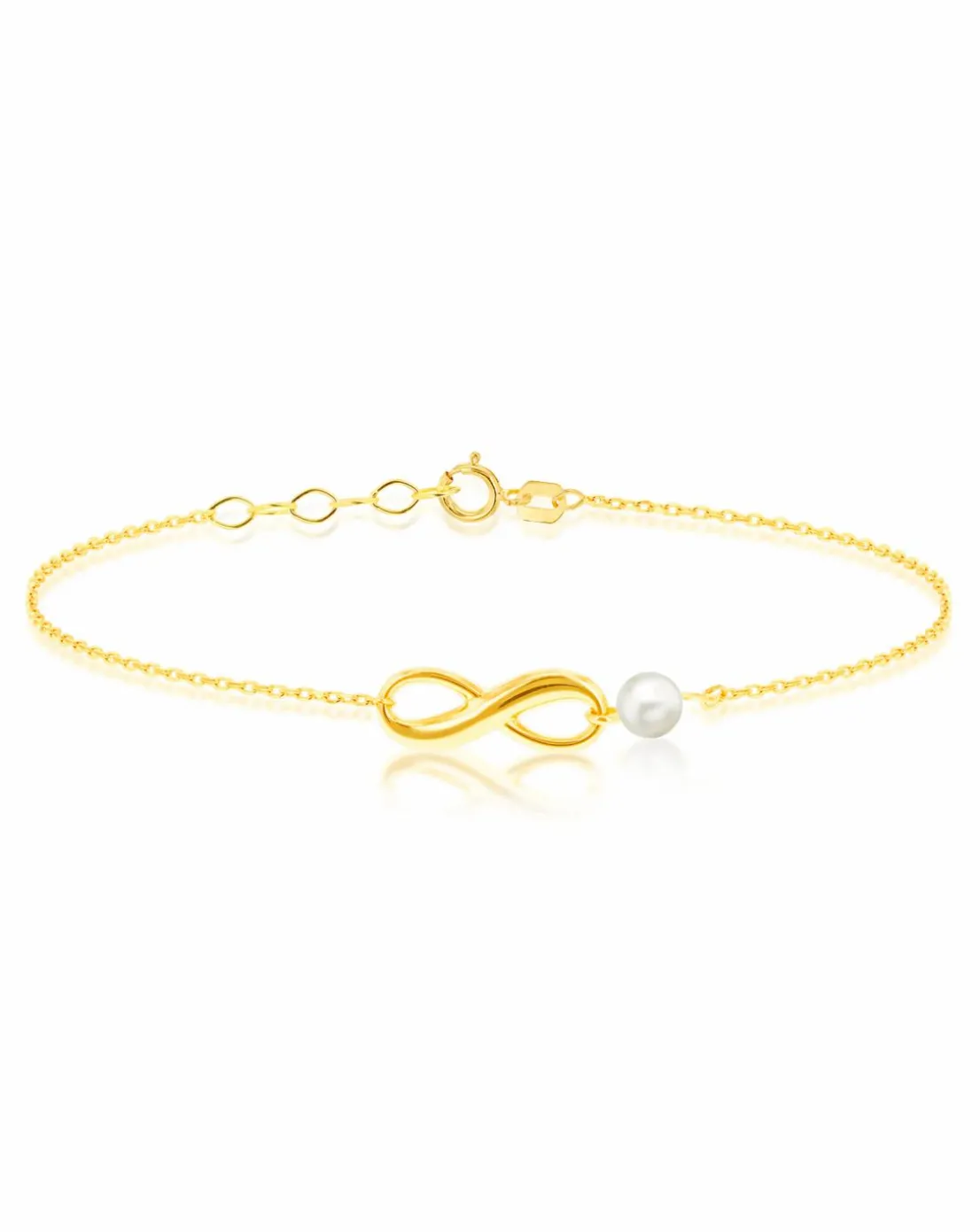 9CT Gold Infinity Bracelet With Pearl