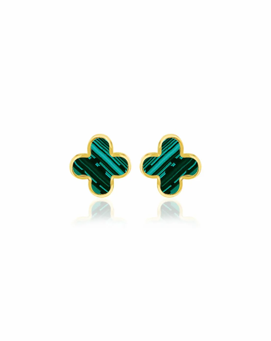 9CT Gold Malachite Petal Studs