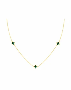 9CT Gold Malachite Petals Necklace