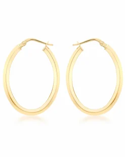 9Ct Gold Oval Creole Earring