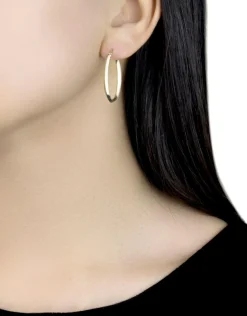 9Ct Gold Oval Creole Earring