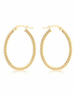 9Ct Gold Pattern Hoop Earring
