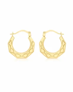 9Ct Gold Patterned Creole Earrings