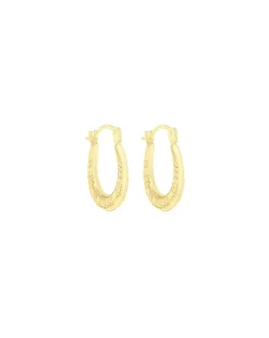 9ct Gold Patterned Creole Earrings