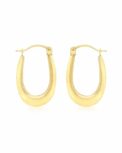 9ct Gold Polished Oval Creole Earrings