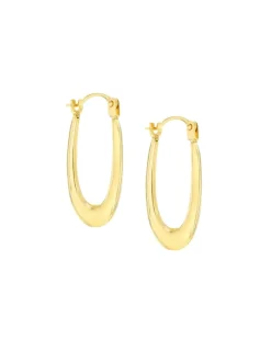 9ct Gold Polished Oval Creole Earrings