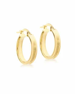 9Ct Gold Square Ribbed Earring