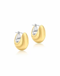 9ct 2-Tone Gold Electroform Hoop Earrings