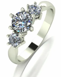 9ct White Gold 1ct Total Eq Moissanite Solitaire Ring with Moissanite Shoulders