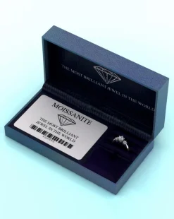 9ct White Gold 1ct Total Eq Moissanite Solitaire Ring with Moissanite Shoulders