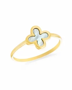 9ct Yellow Gold Clover Mother of Pearl Ring