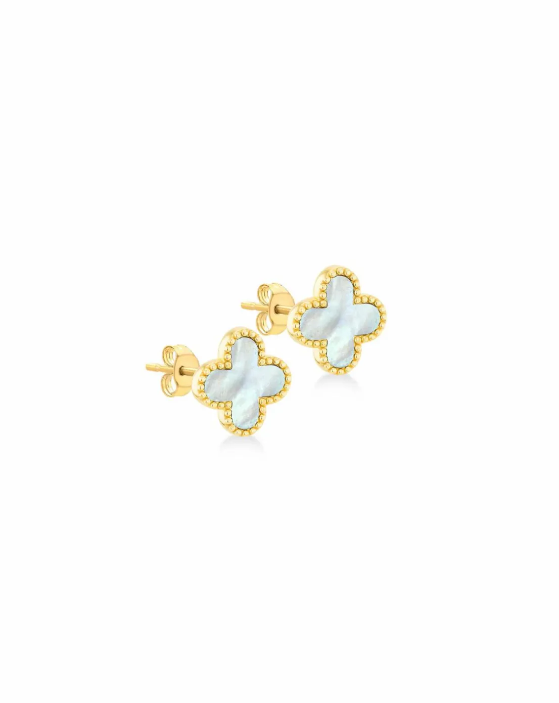 9ct Yellow Gold Clover Mother of Pearl Stud Earring