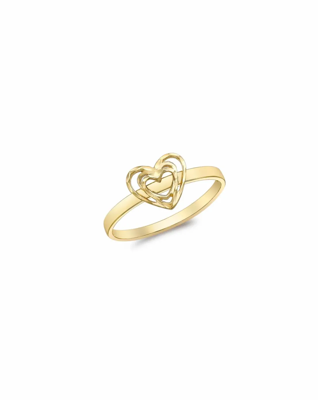 9ct Yellow Gold Diamond Cut Open-Heart Ring