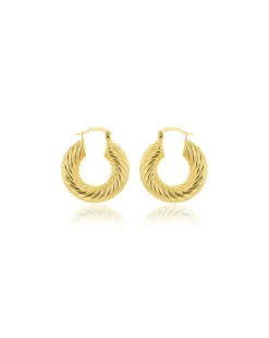 9ct Yellow Gold Thick Twist Hoop Earrings