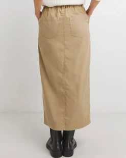 Dark Stone Lyocell Rich Maxi Column Skirt