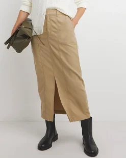 Dark Stone Lyocell Rich Maxi Column Skirt