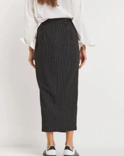 Deconstructed Waistband Pinstripe Skirt
