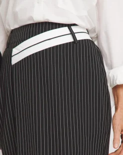 Deconstructed Waistband Pinstripe Skirt